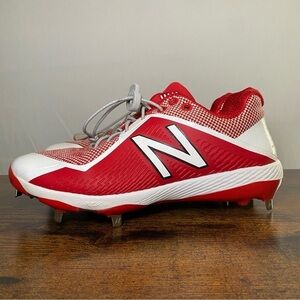 New Balance Men’s Baseball Cleats Size 7 Low‎ Top Red White Athletic Shoes
